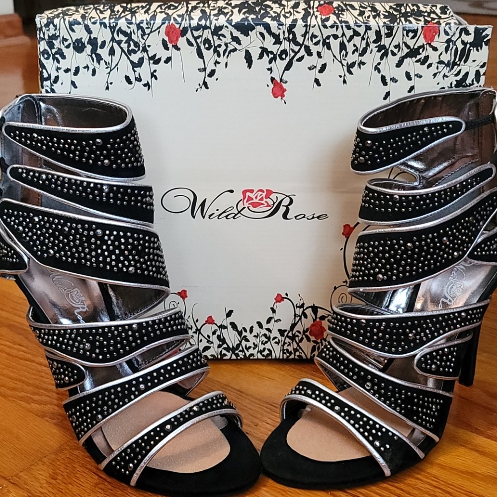 Black beaded heels